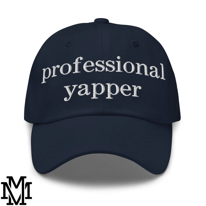 Professional Yapper Embroidered Unstructured Dad Hat - Navy