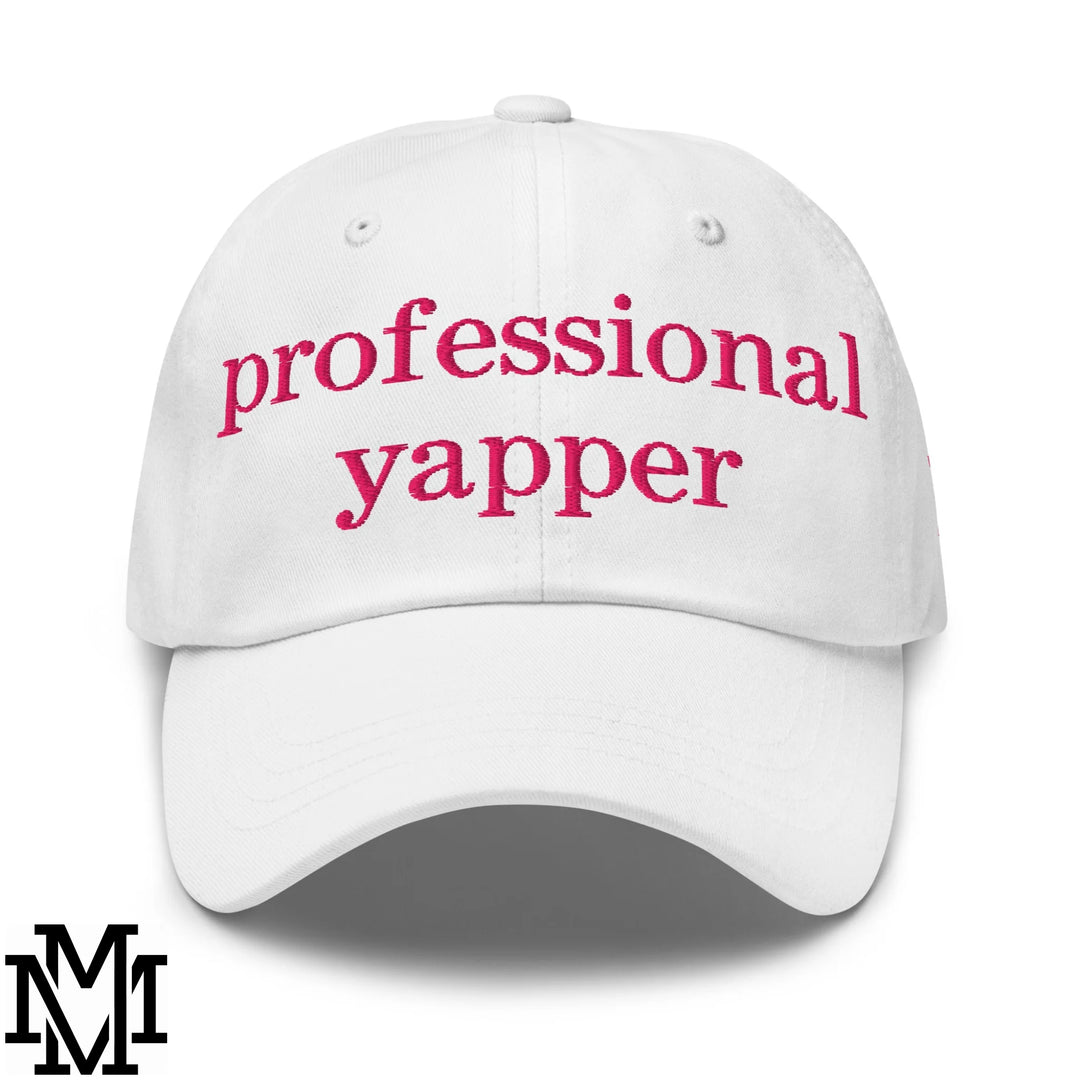 Professional Yapper Embroidered Unstructured Dad Hat - White