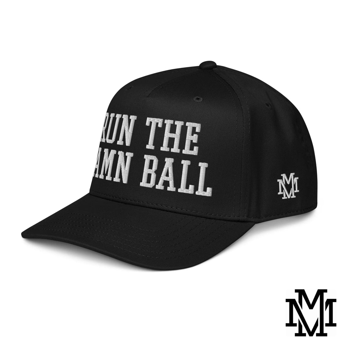Run The Damn Ball Embroidered Baseball Snapback Hat - Black