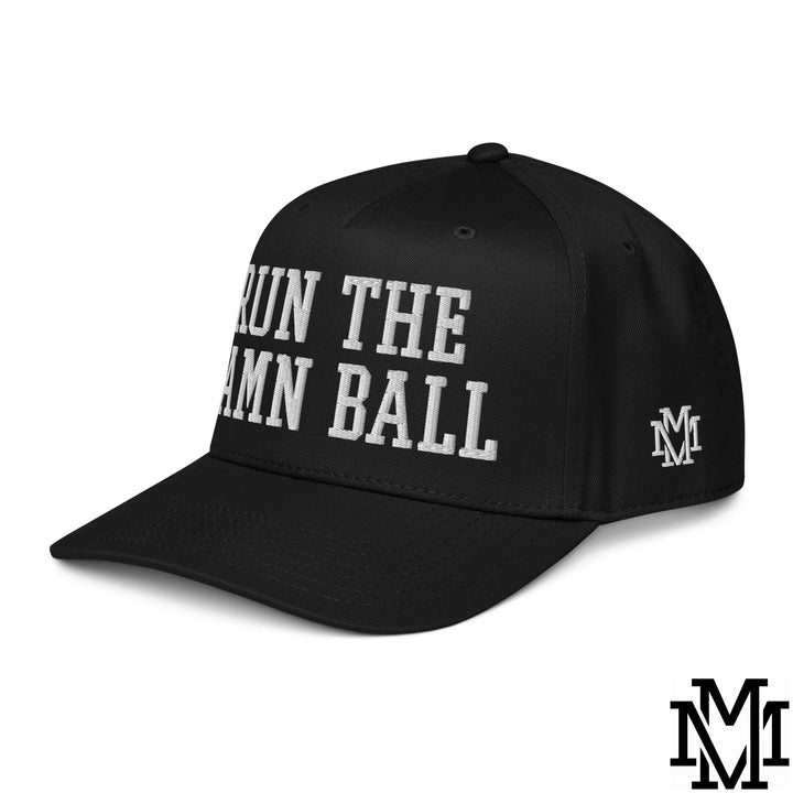 Run The Damn Ball Embroidered Baseball Snapback Hat - Black