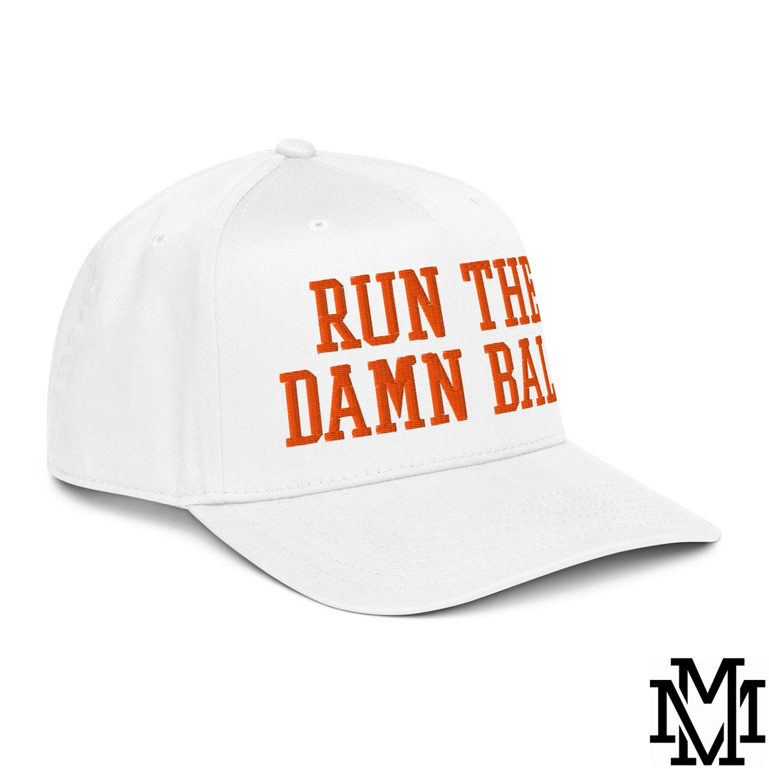 Run The Damn Ball Embroidered Baseball Snapback Hat - White