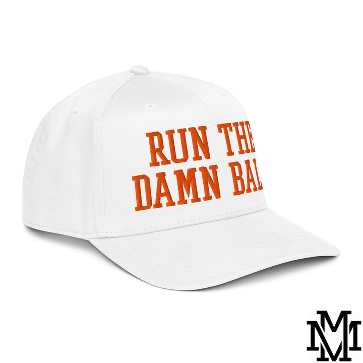Run The Damn Ball Embroidered Baseball Snapback Hat - White