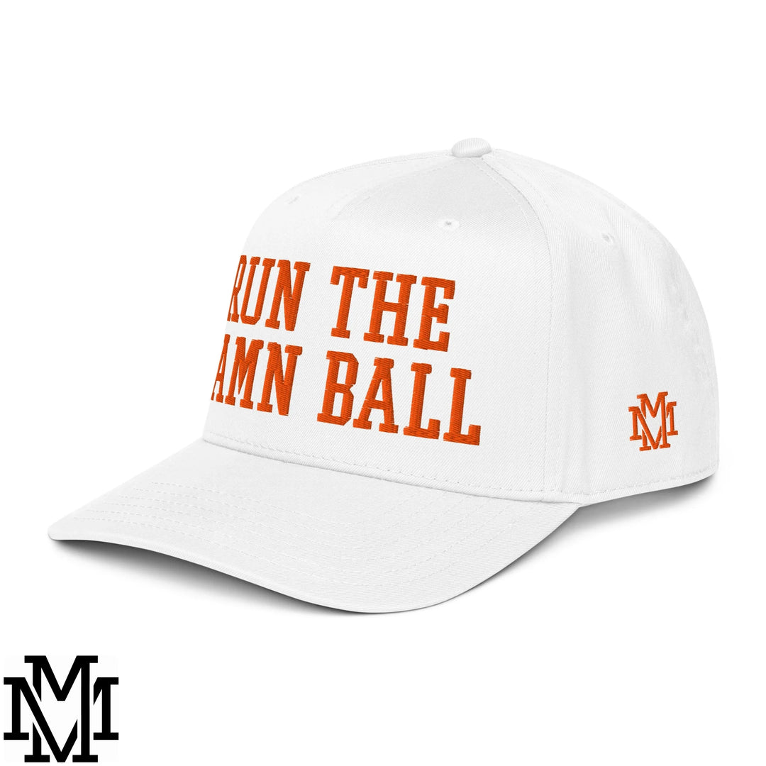 Run The Damn Ball Embroidered Baseball Snapback Hat - White