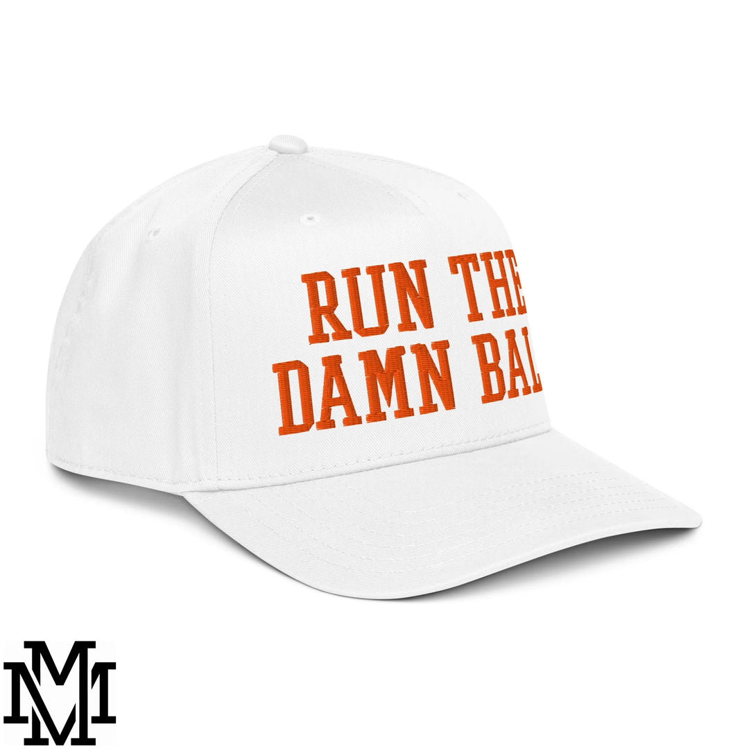 Run The Damn Ball Embroidered Baseball Snapback Hat - White