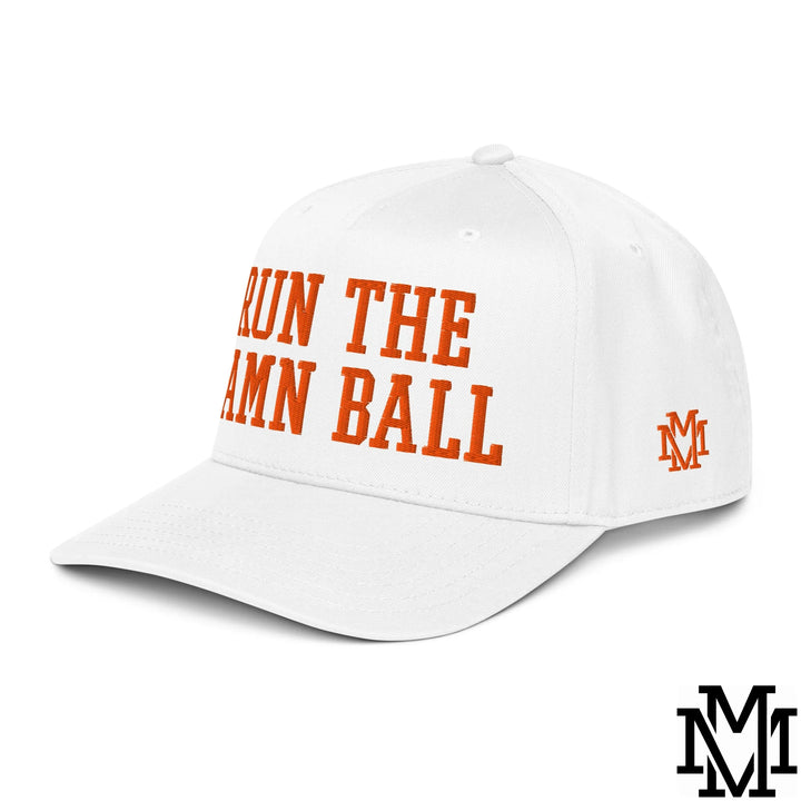 Run The Damn Ball Embroidered Baseball Snapback Hat - White