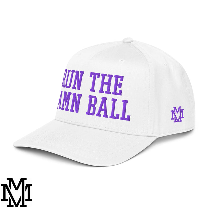 Run The Damn Ball Embroidered Baseball Snapback Hat - White