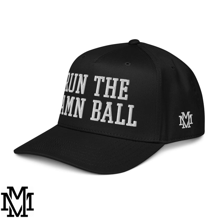 Run The Damn Ball Embroidered Baseball Snapback Hat - Black