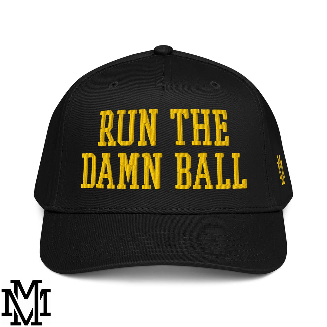 Run The Damn Ball Embroidered Baseball Snapback Hat - Black