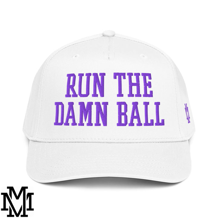 Run The Damn Ball Embroidered Baseball Snapback Hat - White