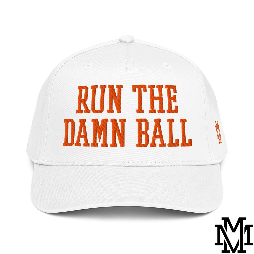 Run The Damn Ball Embroidered Baseball Snapback Hat - White