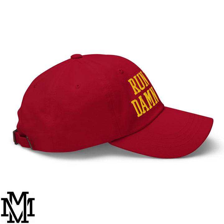 Run The Damn Ball Embroidered Unstructured Dad Hat - Cranberry