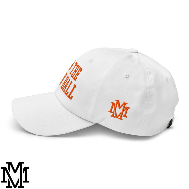 Run The Damn Ball Embroidered Unstructured Dad Hat - White