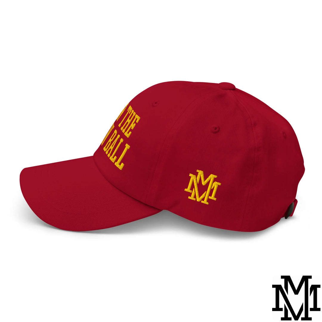 Run The Damn Ball Embroidered Unstructured Dad Hat - Cranberry