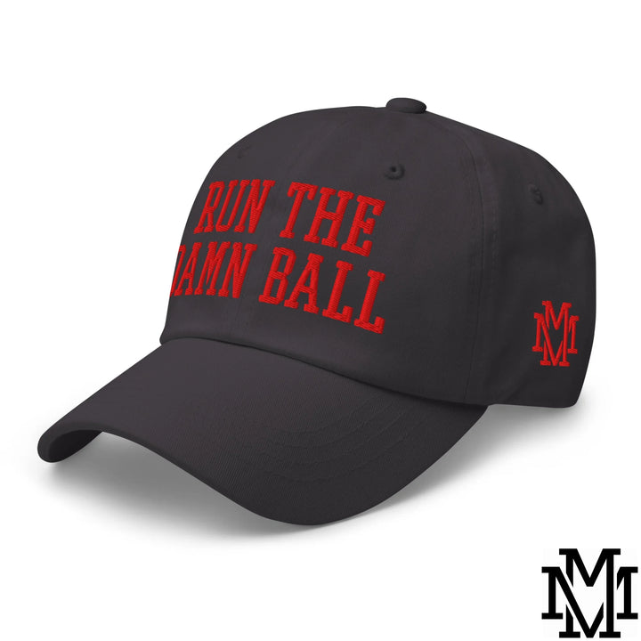 Run The Damn Ball Embroidered Unstructured Dad Hat - Dark Grey