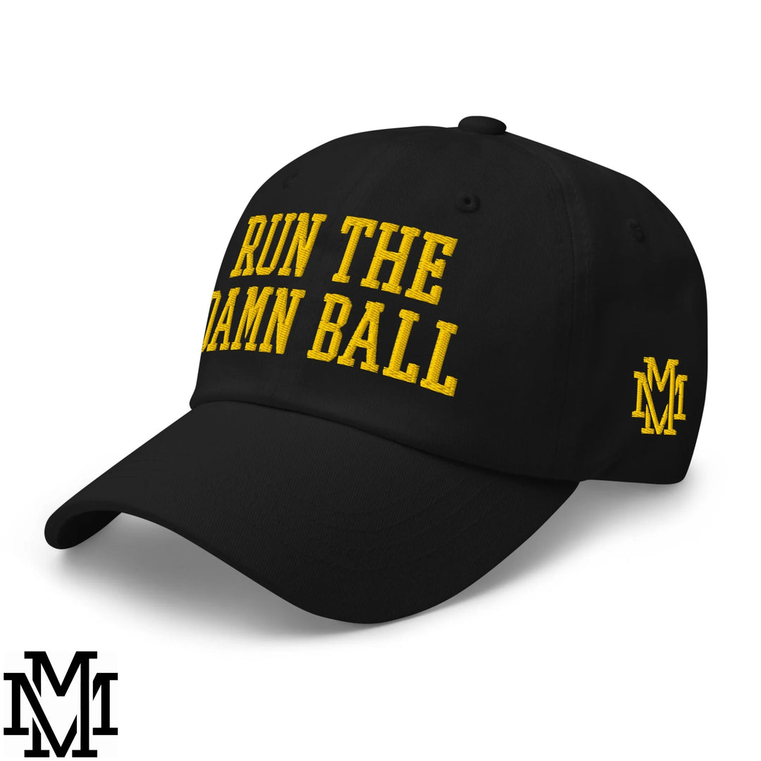 Run The Damn Ball Embroidered Unstructured Dad Hat - Black