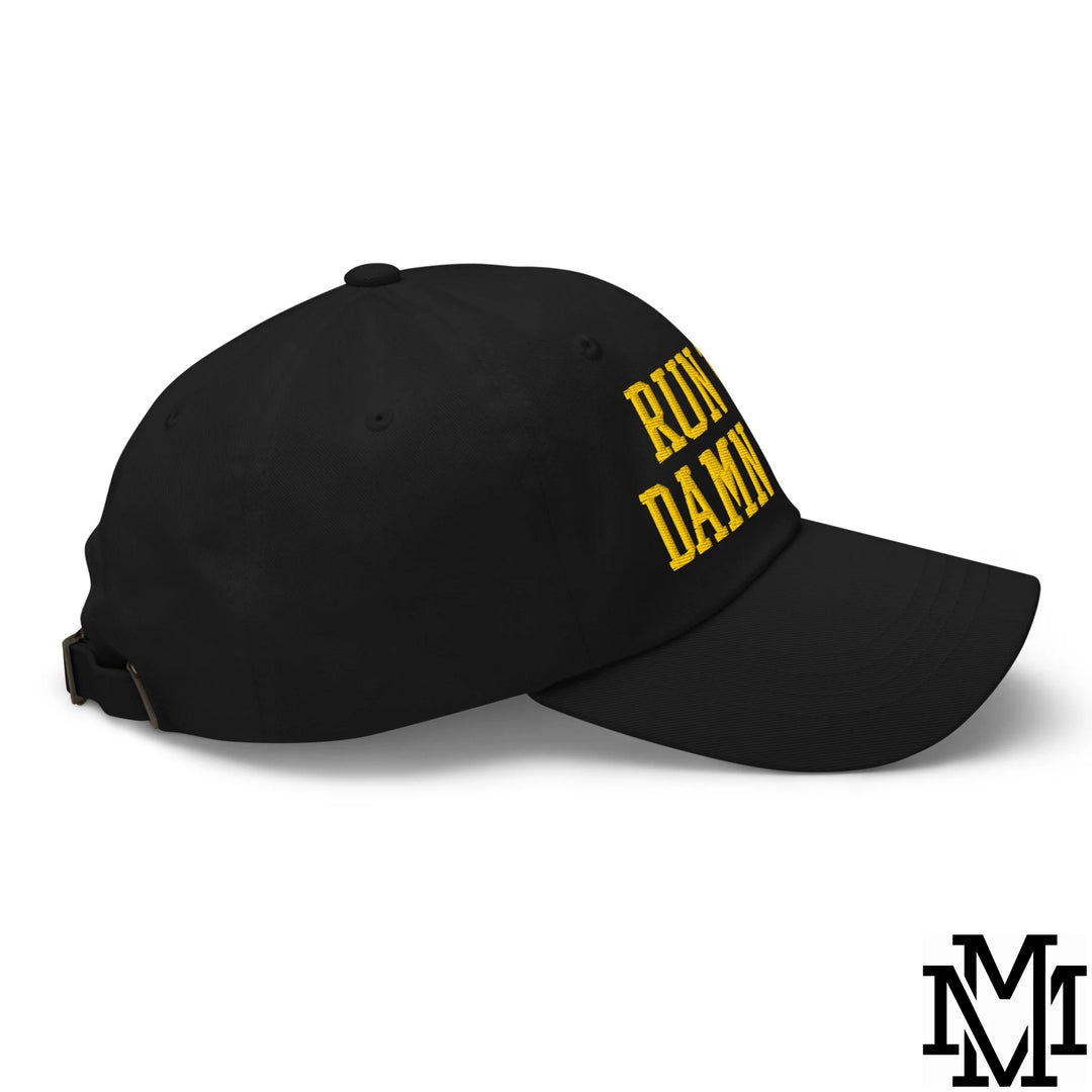 Run The Damn Ball Embroidered Unstructured Dad Hat - Black