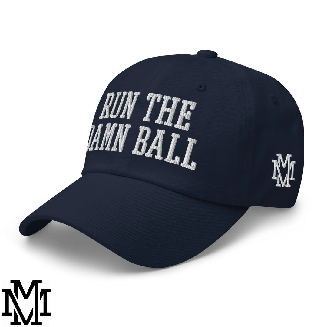 Run The Damn Ball Embroidered Unstructured Dad Hat - Navy