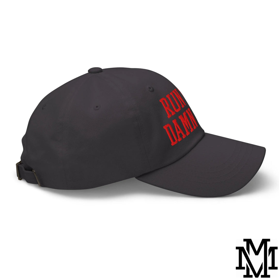 Run The Damn Ball Embroidered Unstructured Dad Hat - Dark Grey