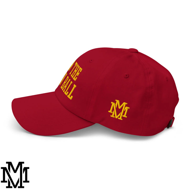Run The Damn Ball Embroidered Unstructured Dad Hat - Cranberry