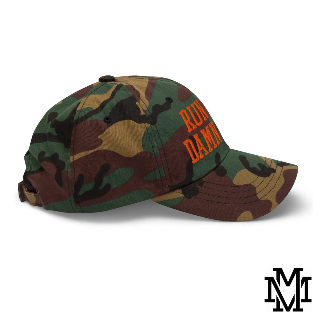 Run The Damn Ball Embroidered Unstructured Dad Hat - Green Camo