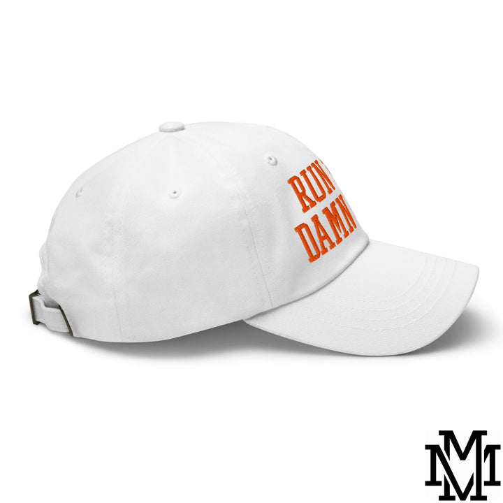 Run The Damn Ball Embroidered Unstructured Dad Hat - White