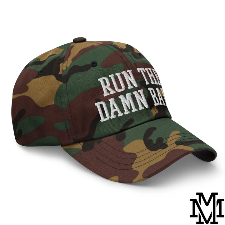 Run The Damn Ball Embroidered Unstructured Dad Hat - Green Camo