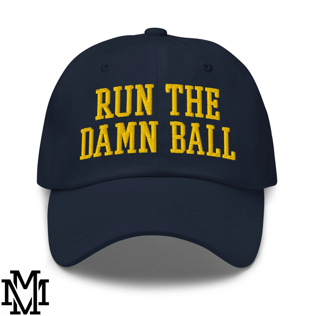 Run The Damn Ball Embroidered Unstructured Dad Hat - Navy