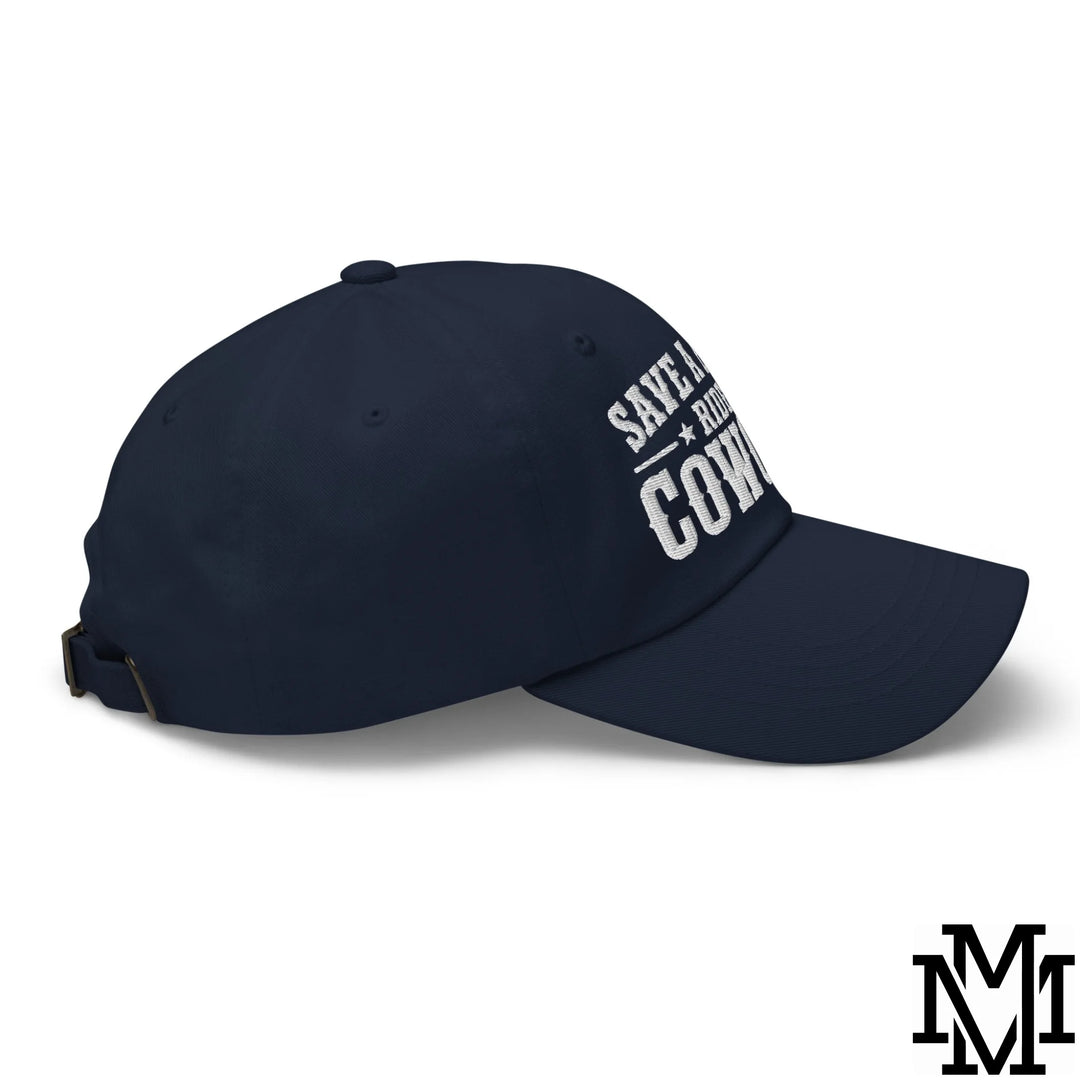 Save a Horse Ride a Cowgirl Embroidered Unstructured Dad Hat - Navy