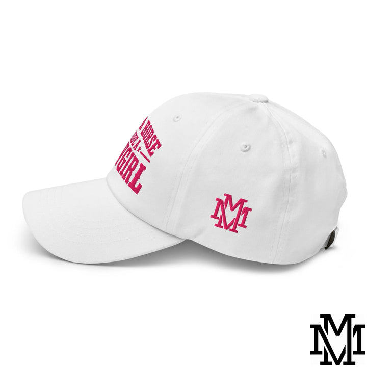 Save a Horse Ride a Cowgirl Embroidered Unstructured Dad Hat - White