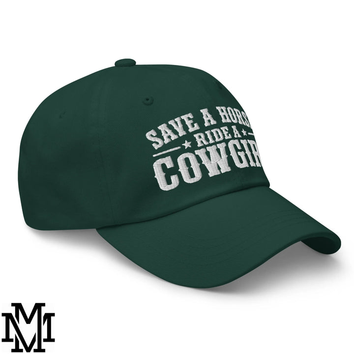 Save a Horse Ride a Cowgirl Embroidered Unstructured Dad Hat - Spruce