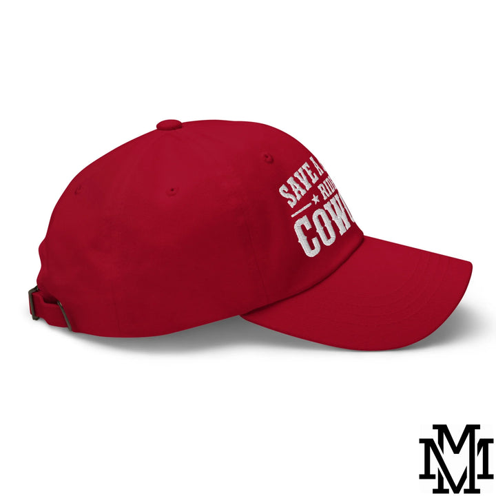 Save a Horse Ride a Cowgirl Embroidered Unstructured Dad Hat - Cranberry
