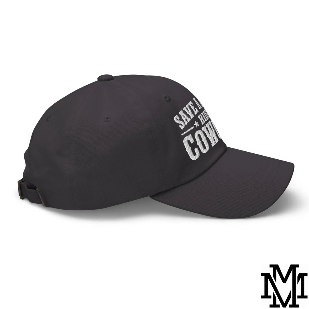Save a Horse Ride a Cowgirl Embroidered Unstructured Dad Hat - Dark Grey