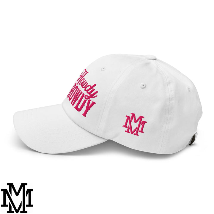 Say Howdy Stay Rowdy Embroidered Unstructured Dad Hat - White