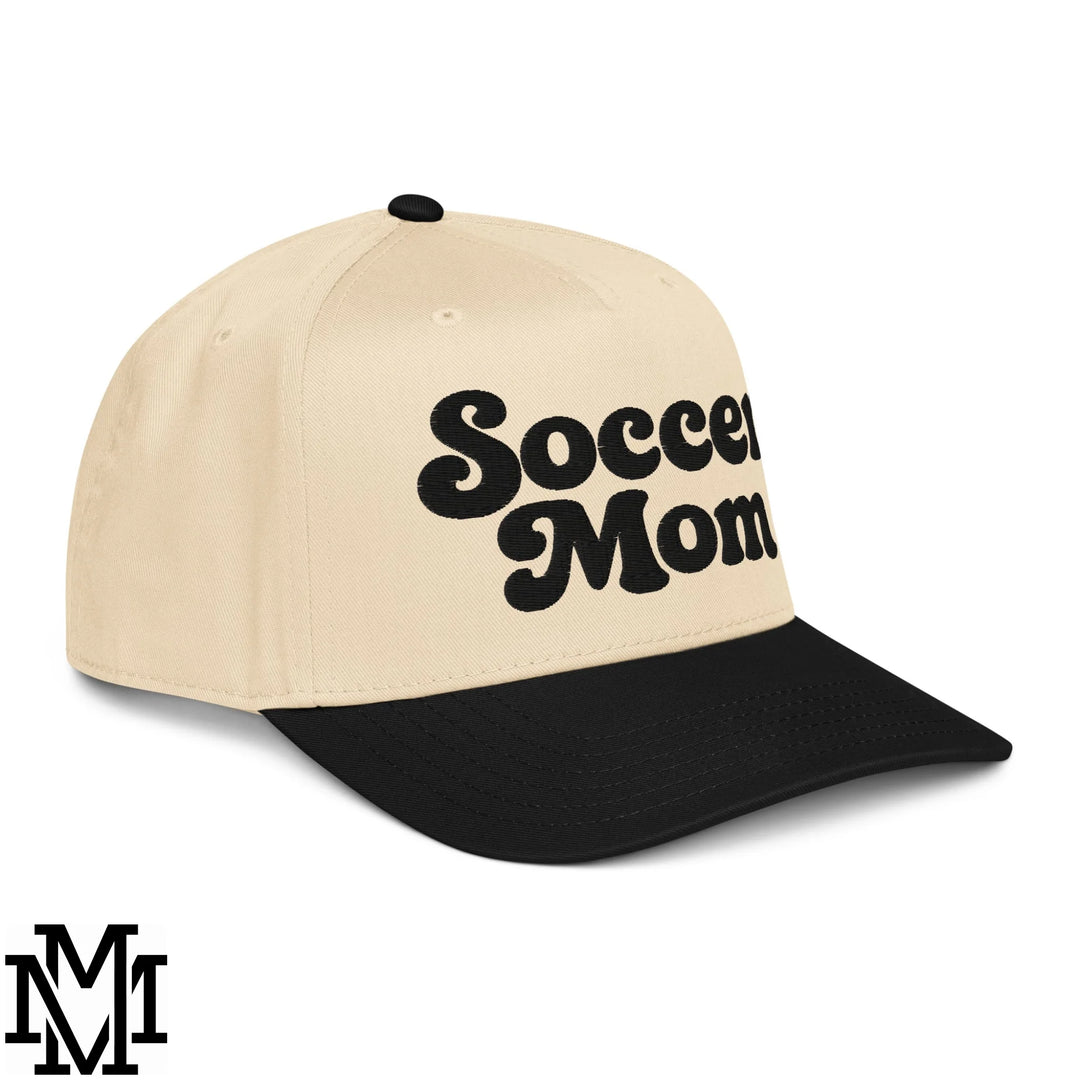 Soccer Mom Embroidered Baseball Snapback Hat - Black Natural