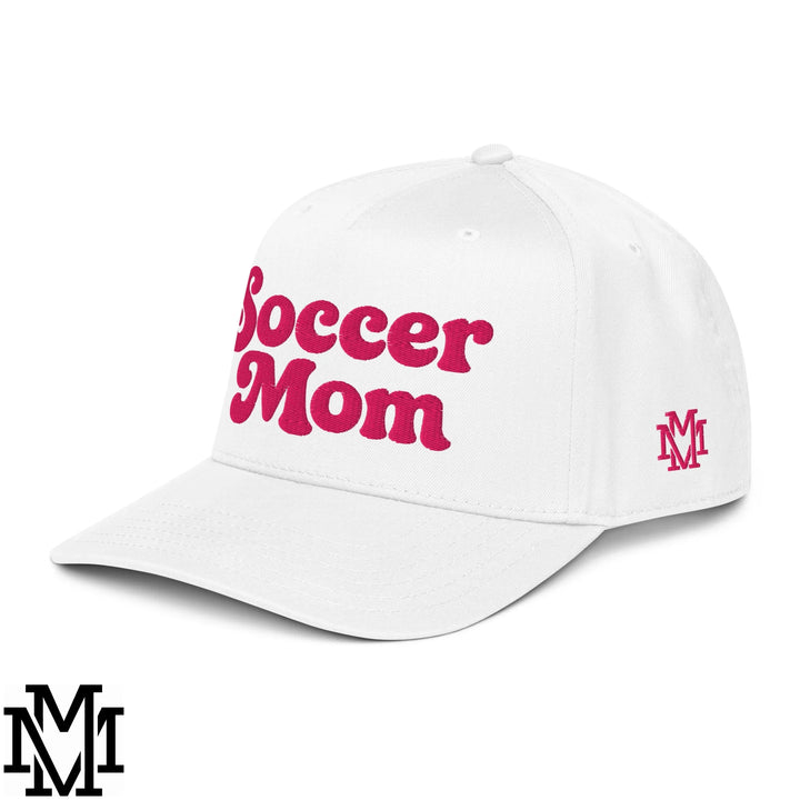 Soccer Mom Embroidered Baseball Snapback Hat - White