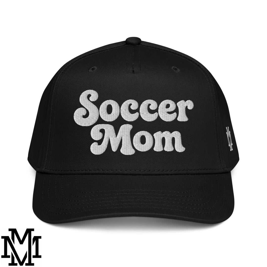 Soccer Mom Embroidered Baseball Snapback Hat - Black