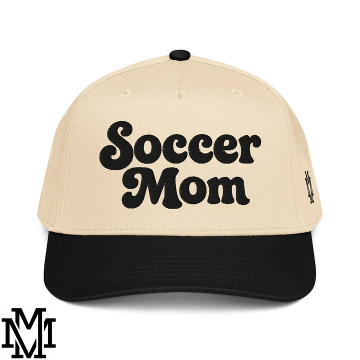 Soccer Mom Embroidered Baseball Snapback Hat - Black Natural