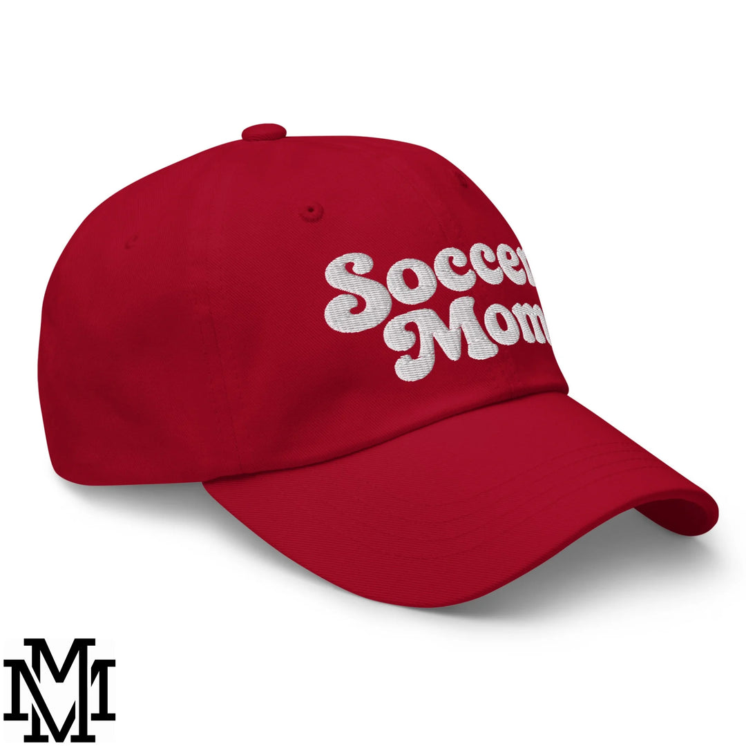 Soccer Mom Embroidered Unstructured Dad Hat - Cranberry