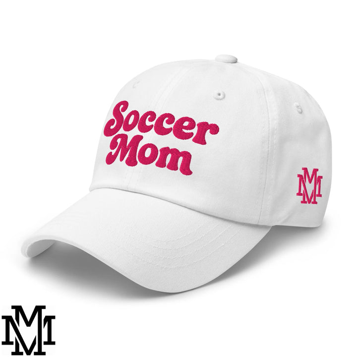 Soccer Mom Embroidered Unstructured Dad Hat - White