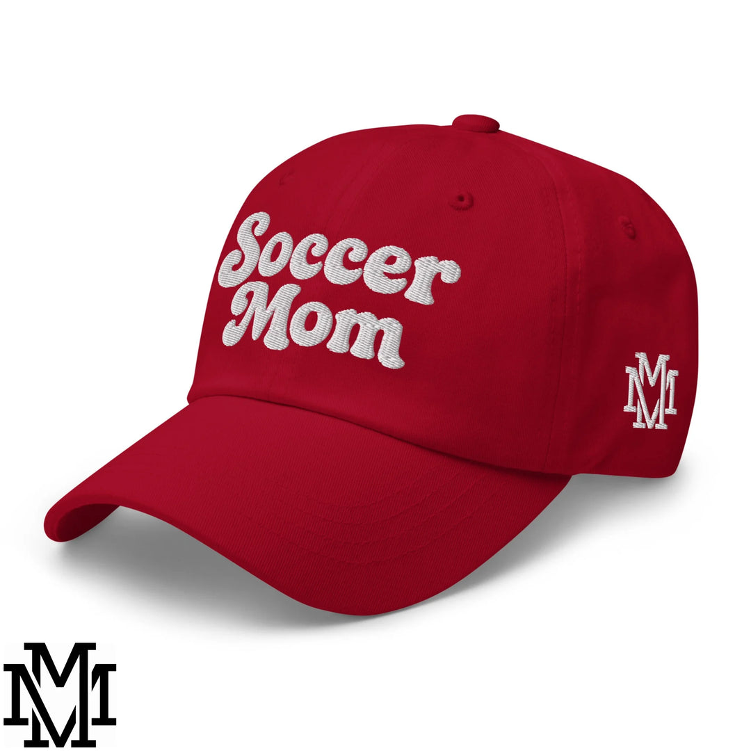 Soccer Mom Embroidered Unstructured Dad Hat - Cranberry
