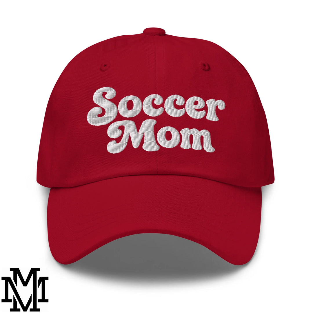 Soccer Mom Embroidered Unstructured Dad Hat - Cranberry