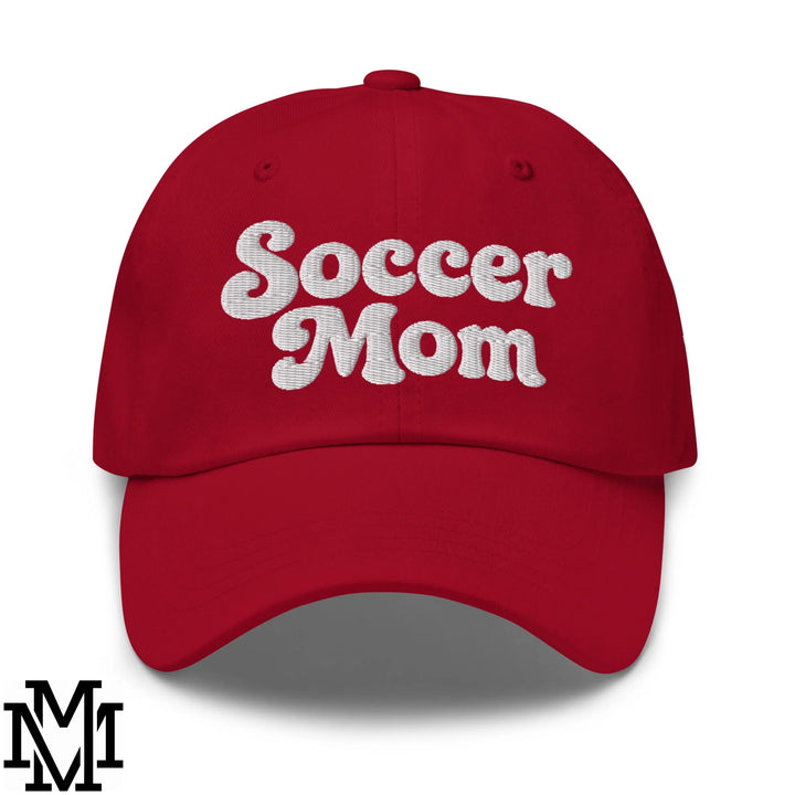 Soccer Mom Embroidered Unstructured Dad Hat - Cranberry