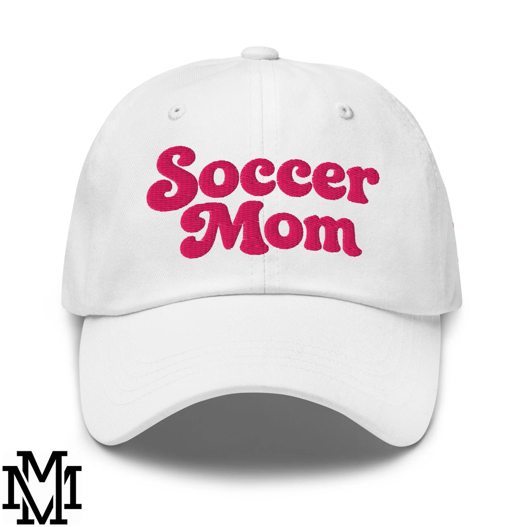 Soccer Mom Embroidered Unstructured Dad Hat - White