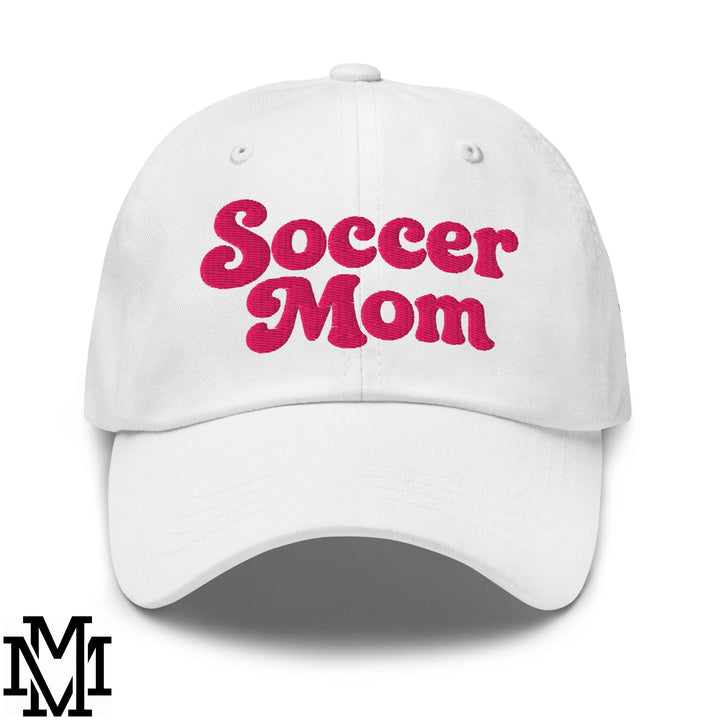 Soccer Mom Embroidered Unstructured Dad Hat - White