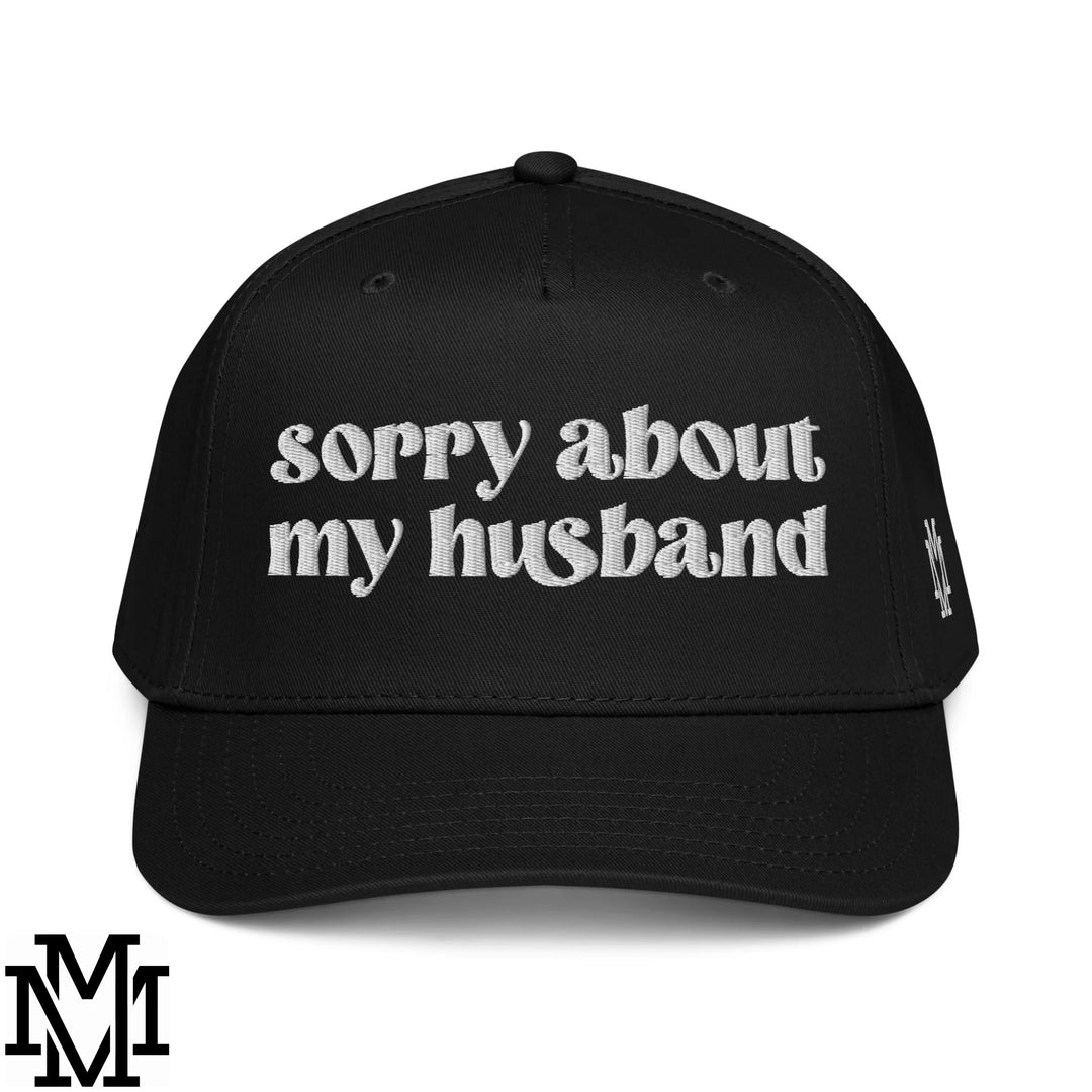 Sorry About My Husband Embroidered Baseball Snapback Hat - Black