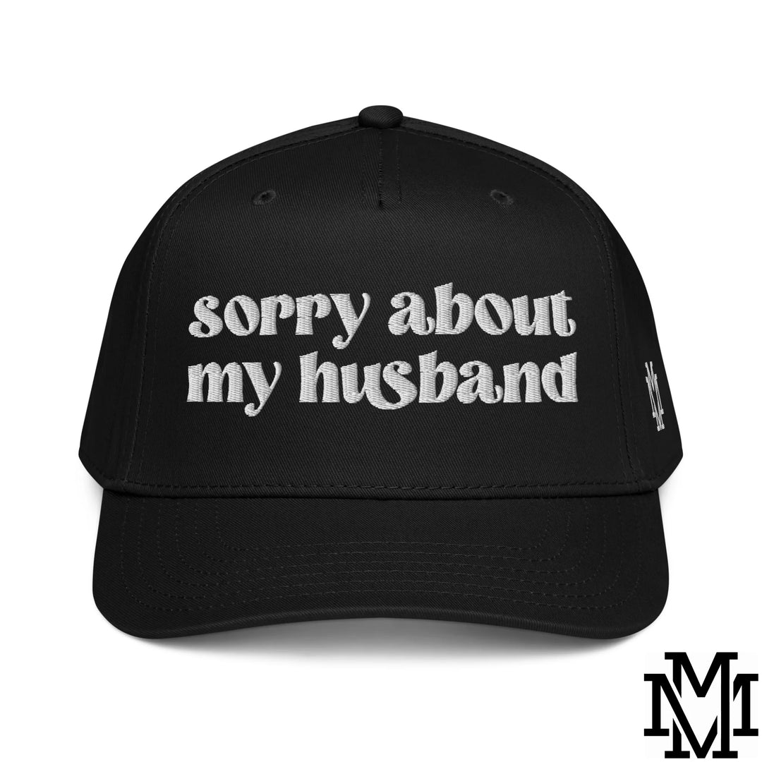 Sorry About My Husband Embroidered Baseball Snapback Hat - Black