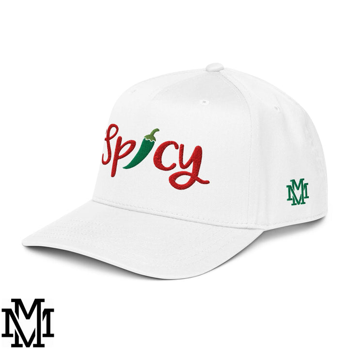Spicy Chilli Pepper Embroidered Baseball Snapback Hat - White