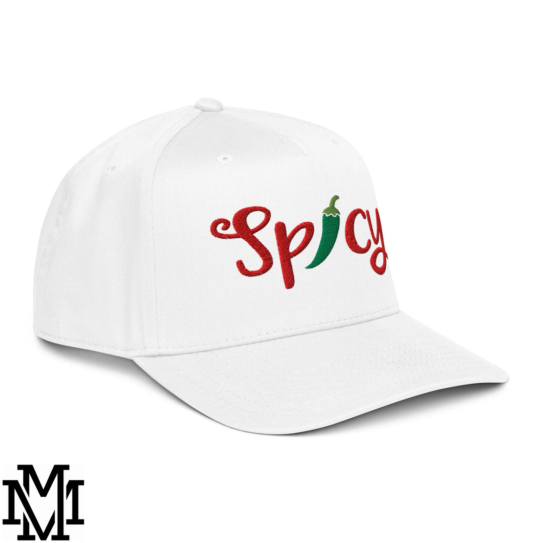 Spicy Chilli Pepper Embroidered Baseball Snapback Hat - White