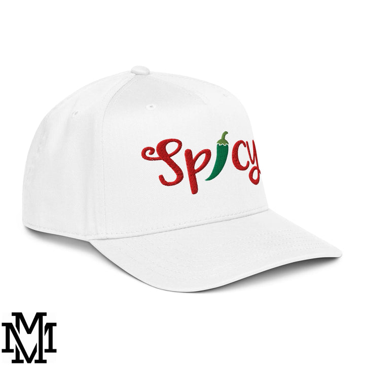 Spicy Chilli Pepper Embroidered Baseball Snapback Hat - White