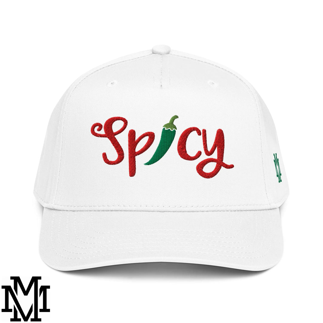 Spicy Chilli Pepper Embroidered Baseball Snapback Hat - White